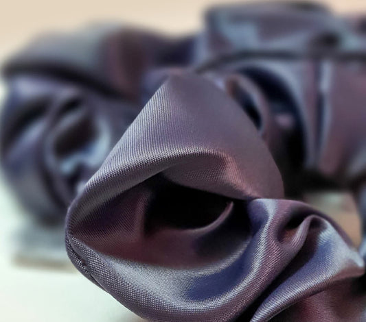 Hight Quality satin scrunchies (Navy Blue (set of 3) ) l by soft&elegant