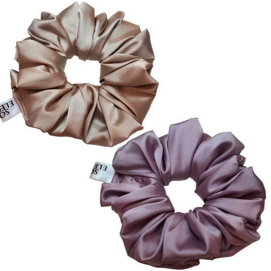 Set of 2 jumbo scrunchies Great for long or thick hair Stylish and eye-catching Gentle on hair, no pulling