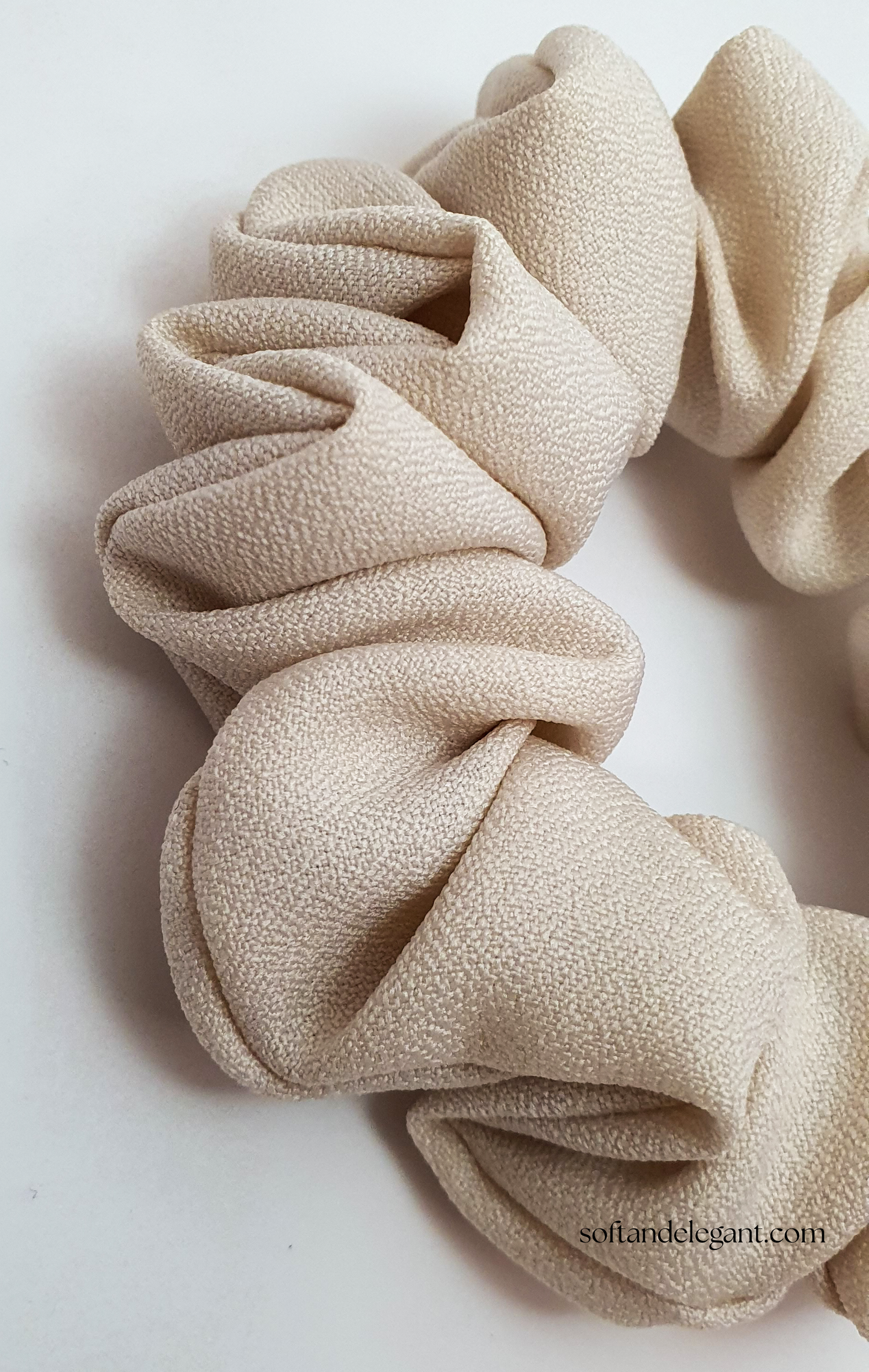 Small crepe hair scrunchy -CREAM- by softandelegant