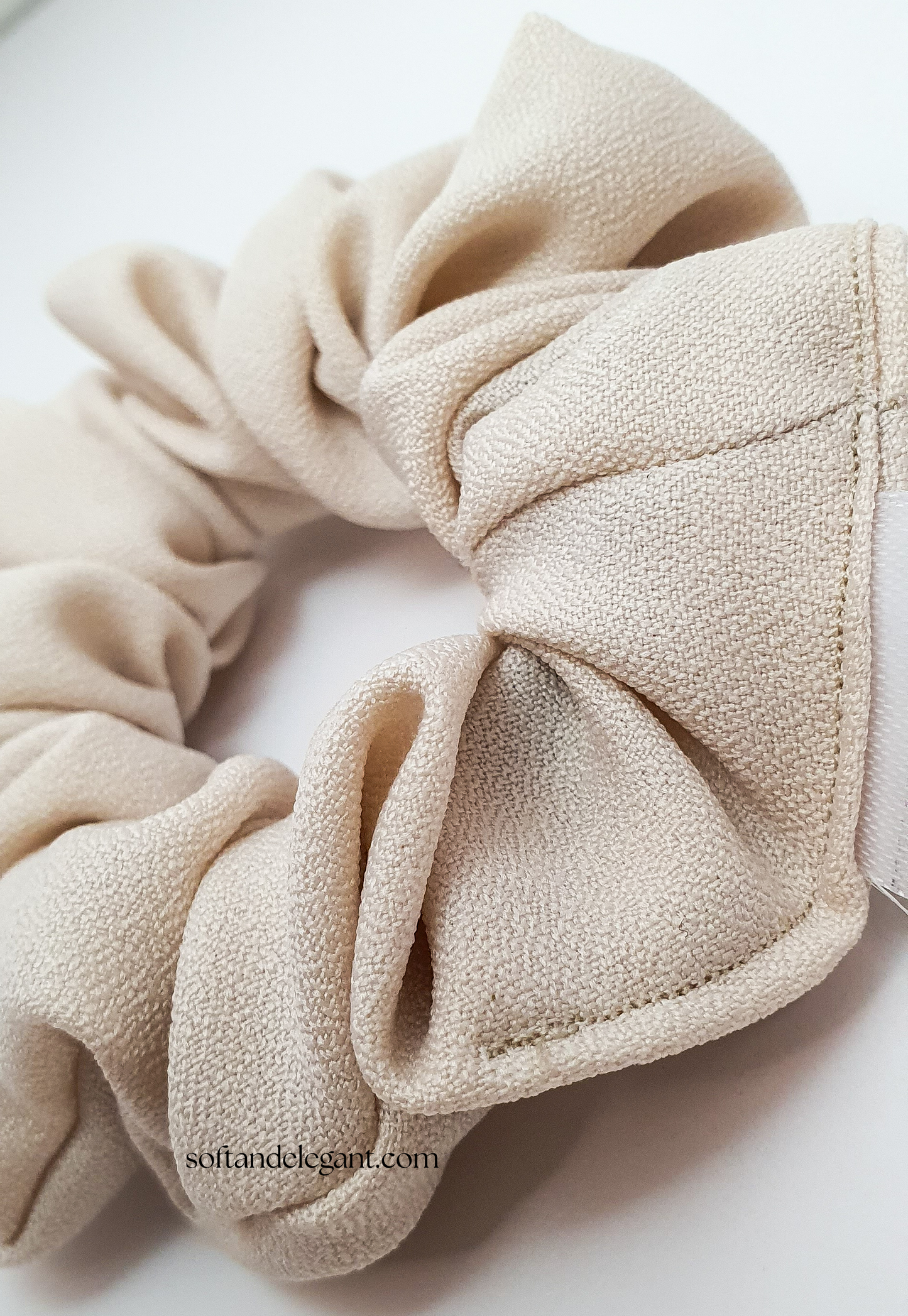 Small crepe hair scrunchy -CREAM- by softandelegant