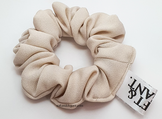 Small crepe hair scrunchy -CREAM- by softandelegant