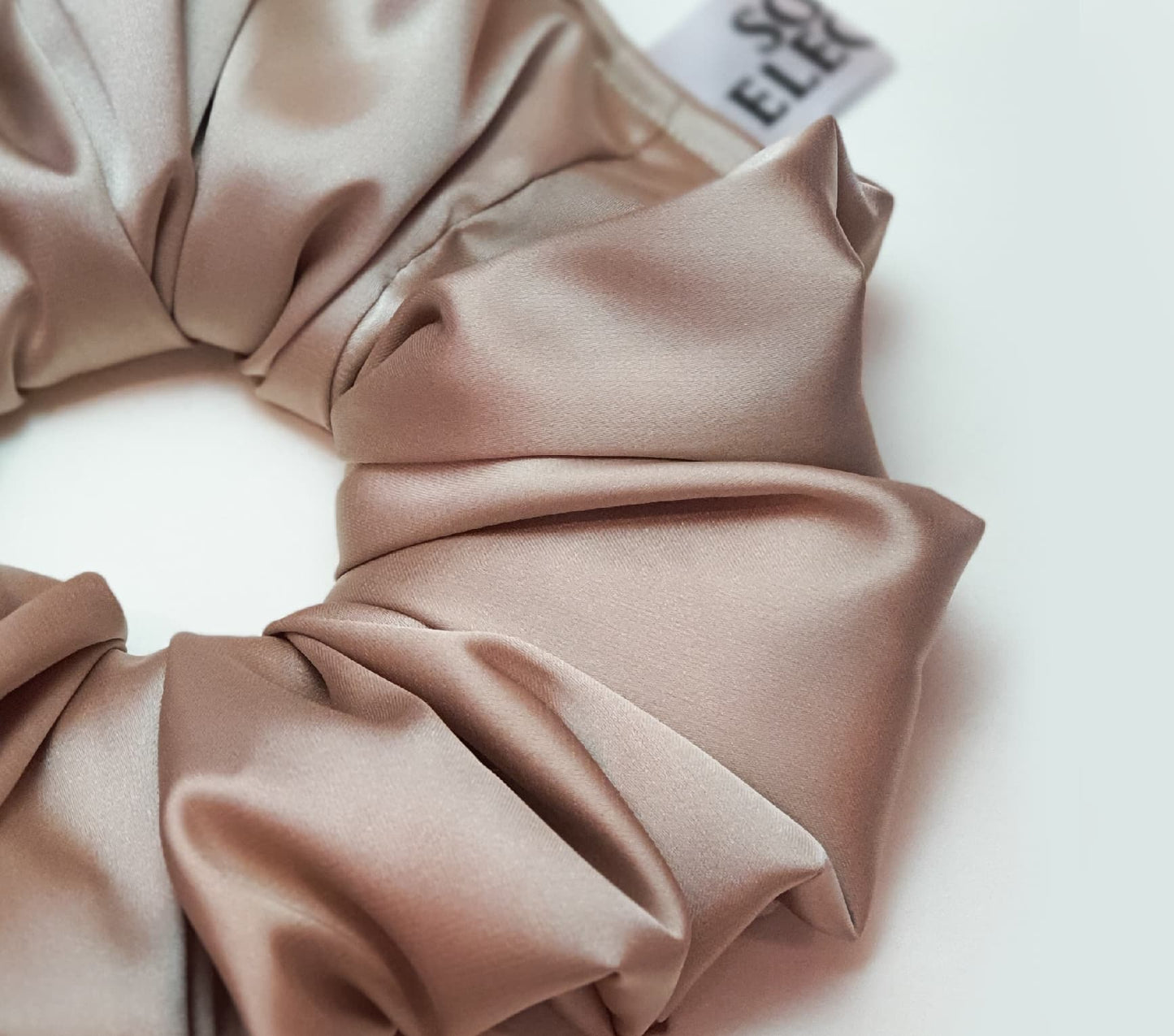 3XL Big size satin scrunchy Light Coffee by soft&elegant