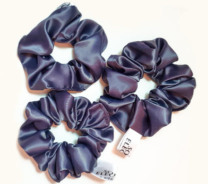 Hight Quality satin scrunchies (Navy Blue (set of 3) ) l by soft&elegant