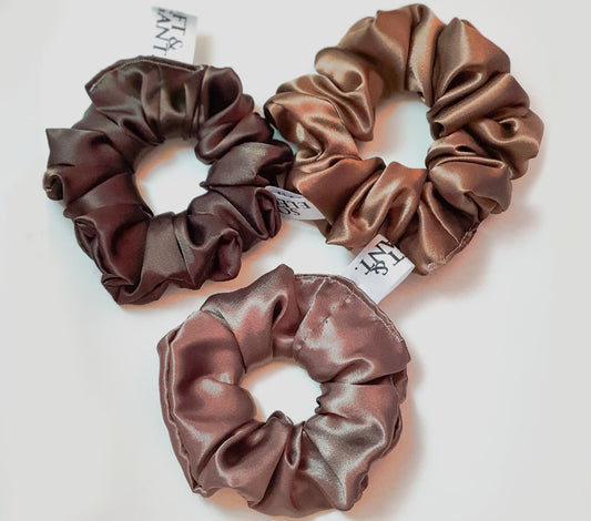 best HQ Satin scrunchies (Chocolate (set of 3) l BY soft&elegant