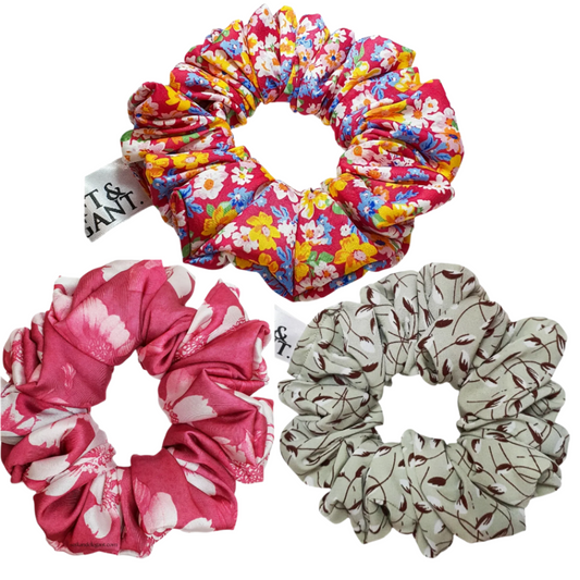 Bundles of fluffy scrunchies, affordable set, hair accessories, HQ satin scrunchies set of 3