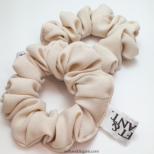 Small crepe hair scrunchy -CREAM- by softandelegant